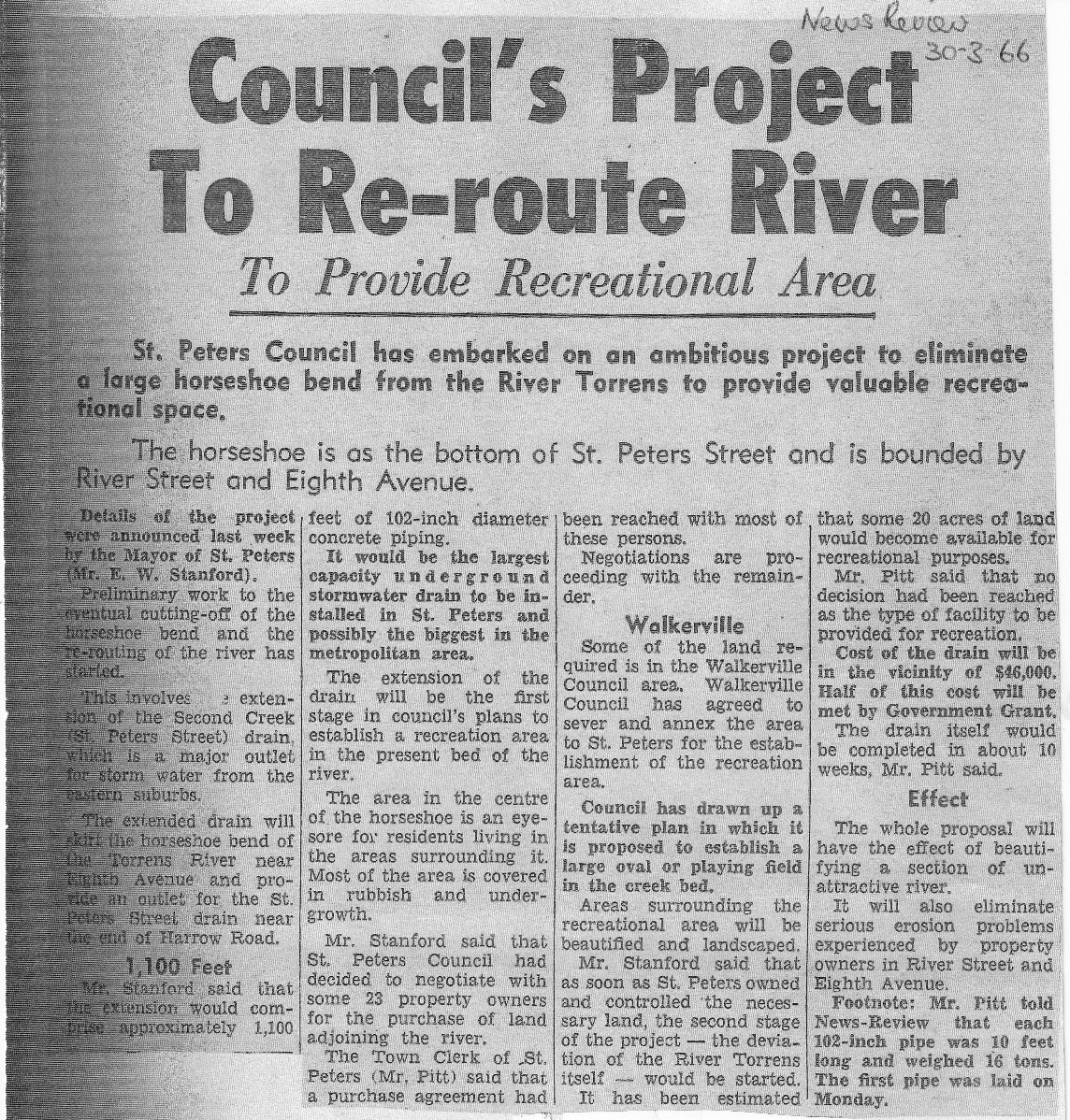 Article about plan to re-route river.