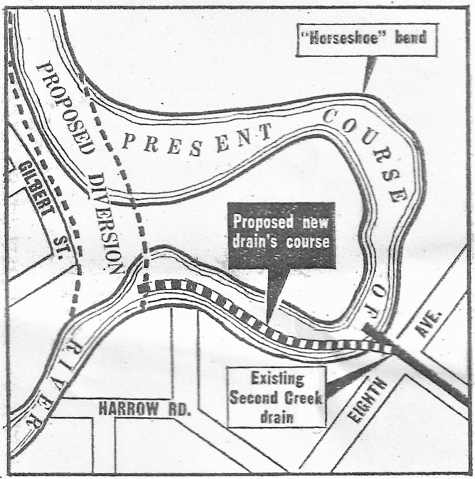 Map of plan to re-route river.