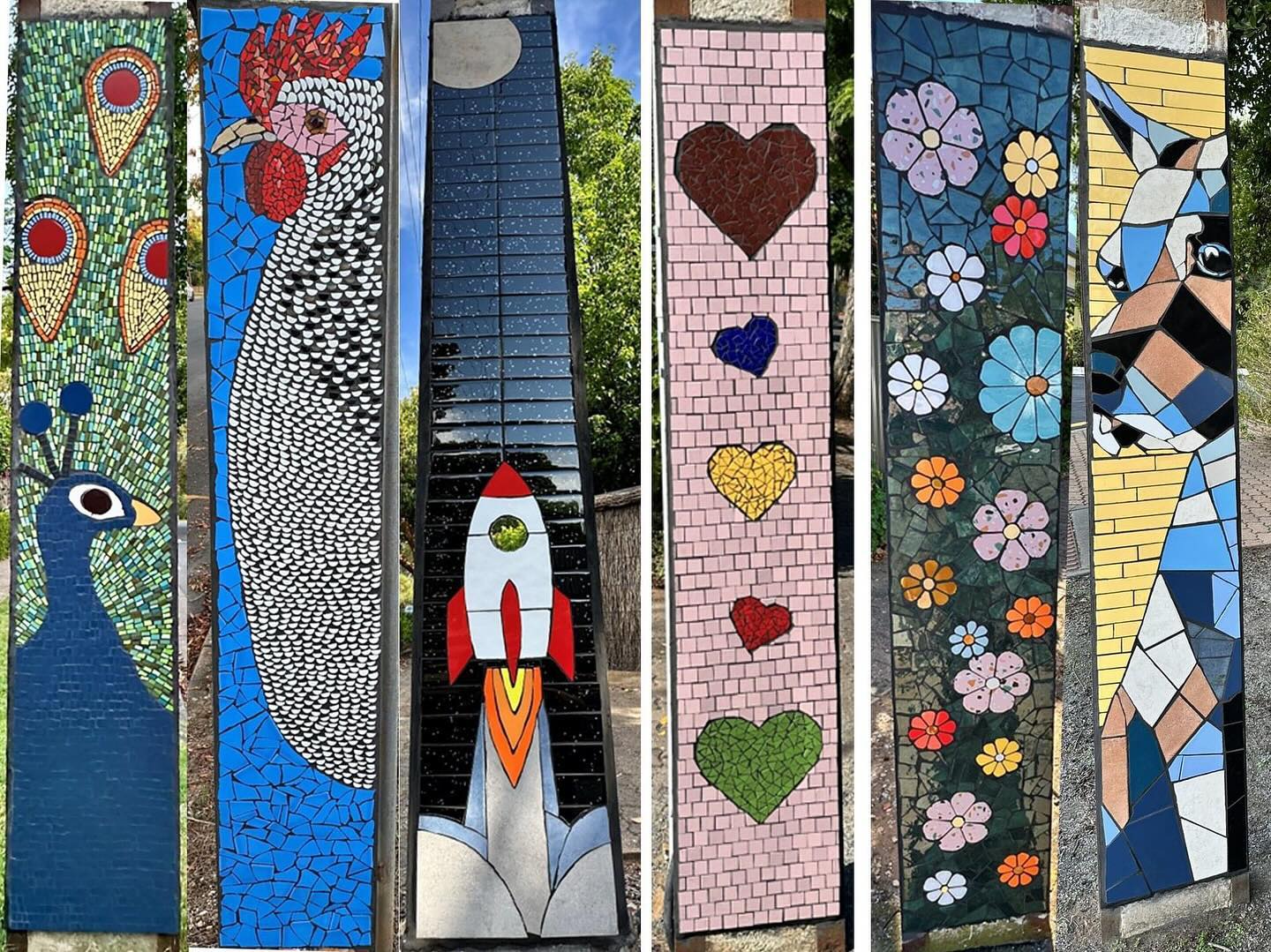 Collage of stobie pole art by Travis Cox