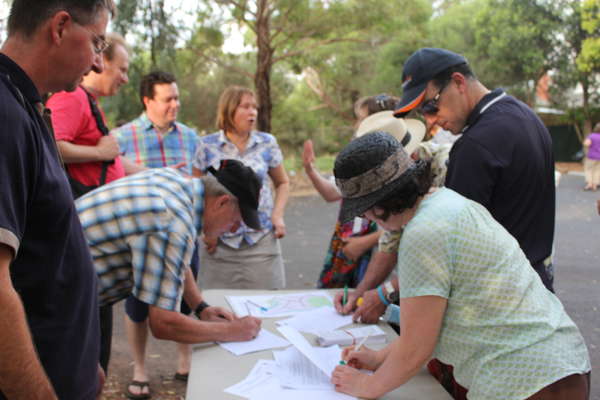 Local residents signing the petition.